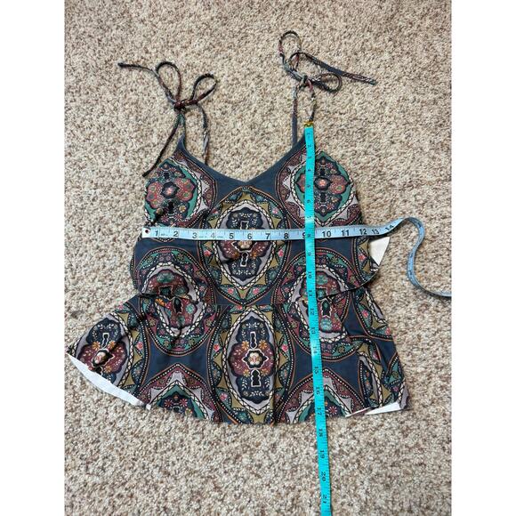 Johnny Was Spezia Moasic Tie shoulder Tiered  Women's Tank swim size Medium - Picture 4 of 7